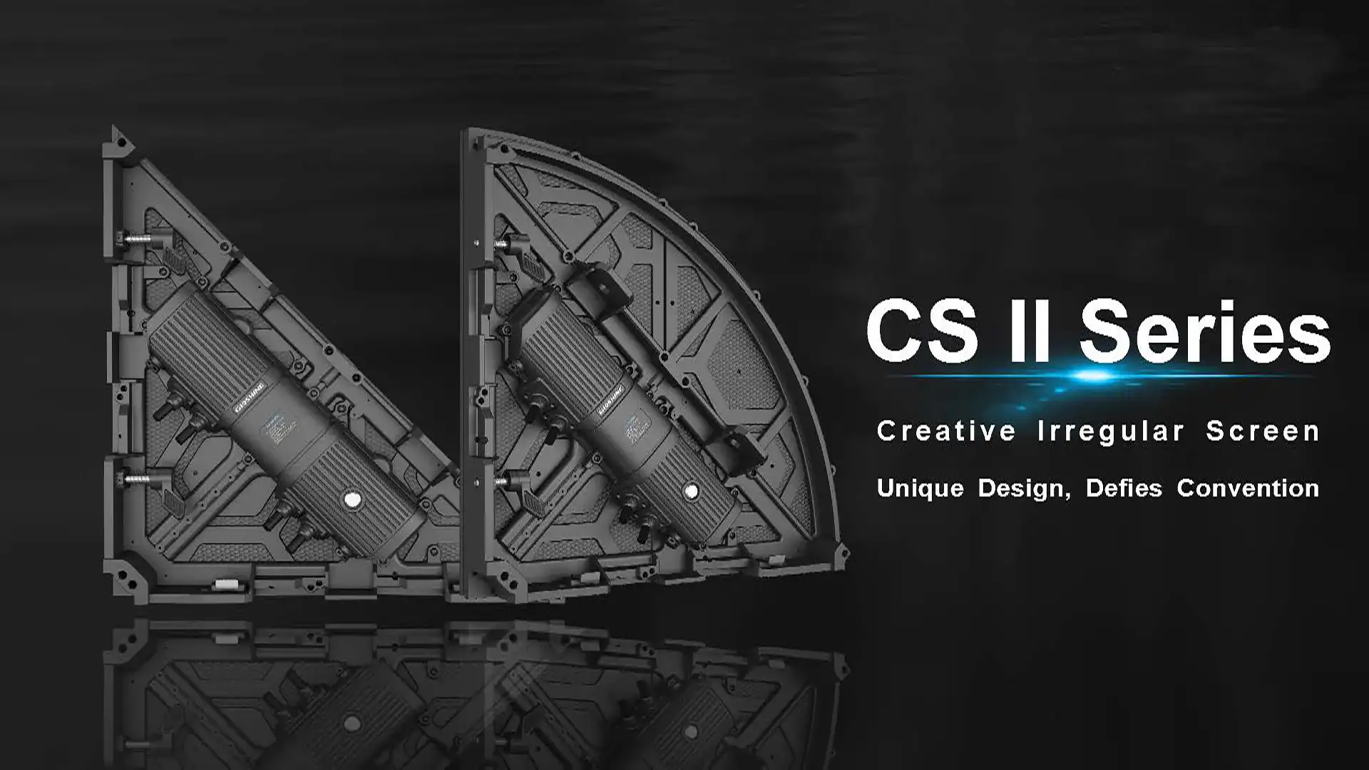 CS II Series creative irregular LED screen featuring triangle and sector panels with unique design that defies convention.