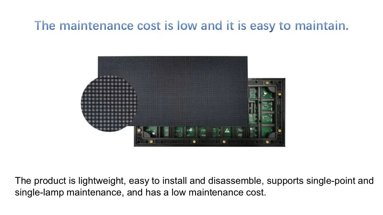 Low Maintenance Cost LED Module – BTS Series BTS series LED display module, lightweight and easy to disassemble, supports single-point and single-lamp maintenance for low repair cost.